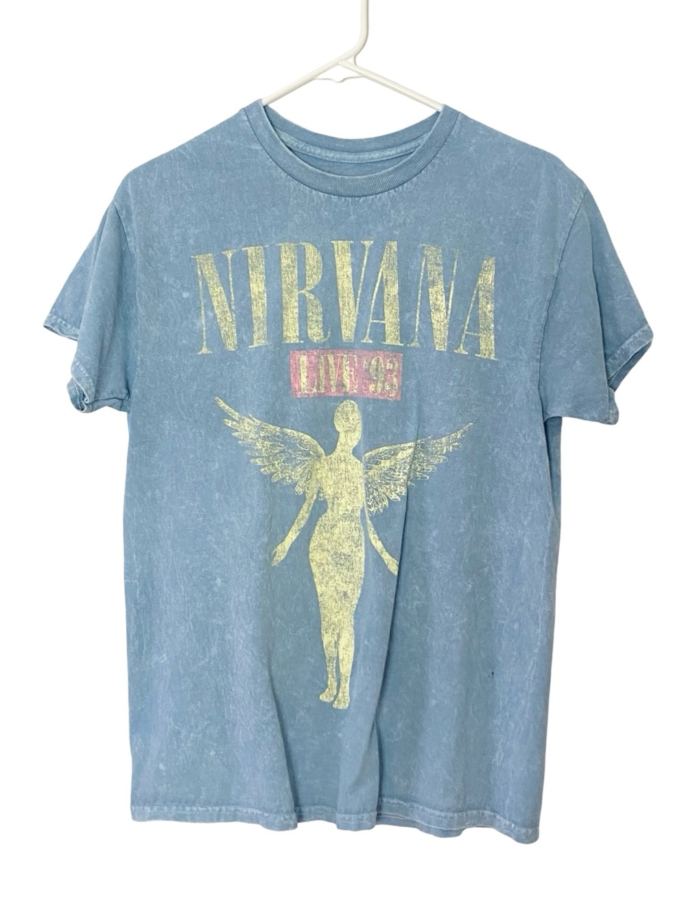 Nirvana In Utero Tshirt Mens Size Medium Unisex Band Tee Distressed Blue Print